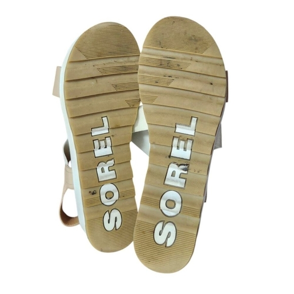 Sorel Cameron Flatform Slingback Sandal Honest Beige Chalk White Size 9.5 - Picture 8 of 11